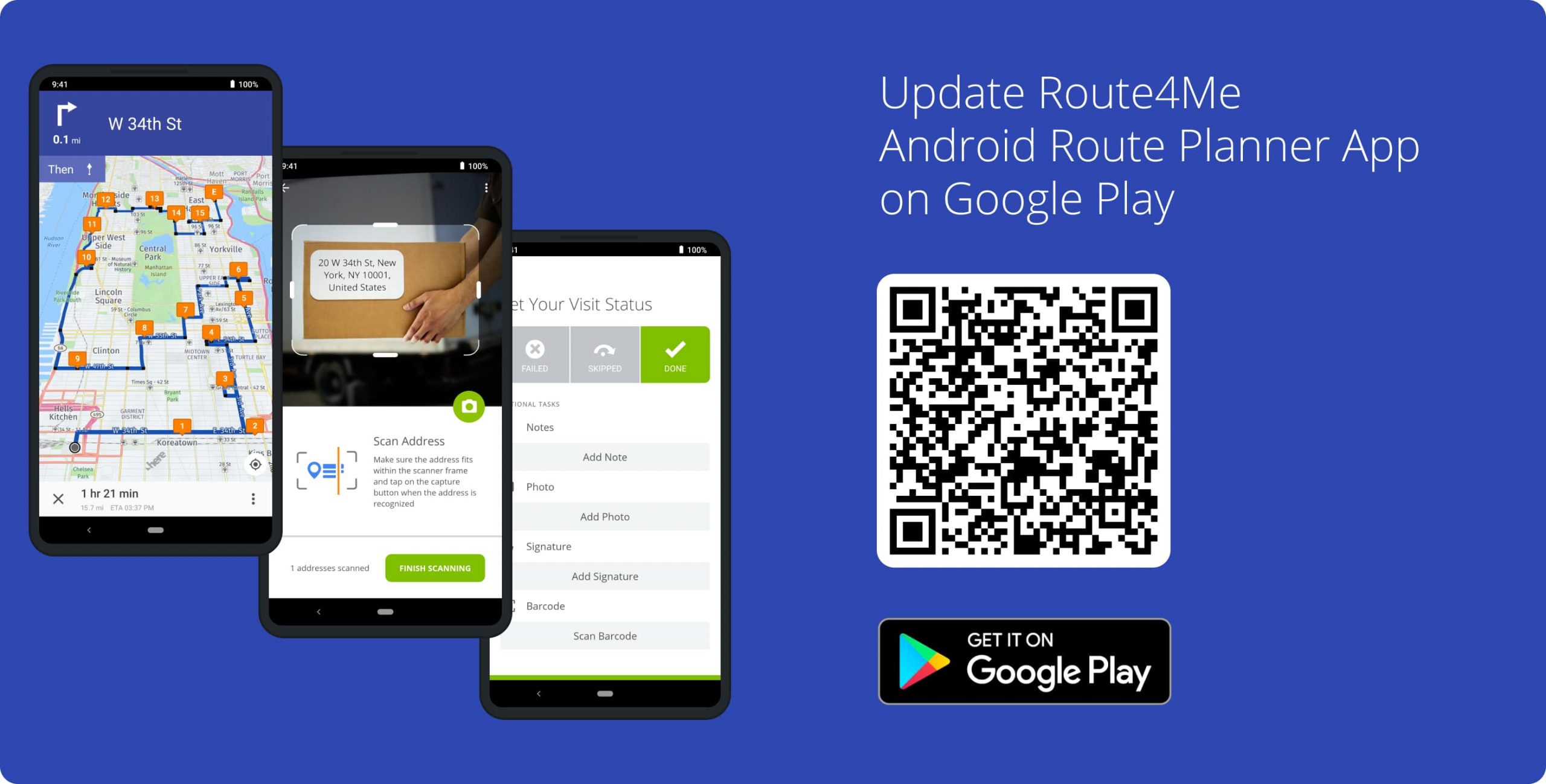 Update Route4Me's Android Route Planner app to get the latest features and released software updates.