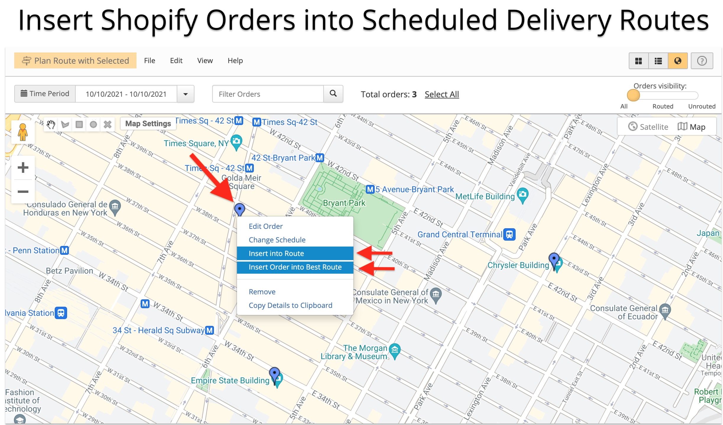 Insert scheduled Shopify orders into the best driver routes for efficient parcel delivery.