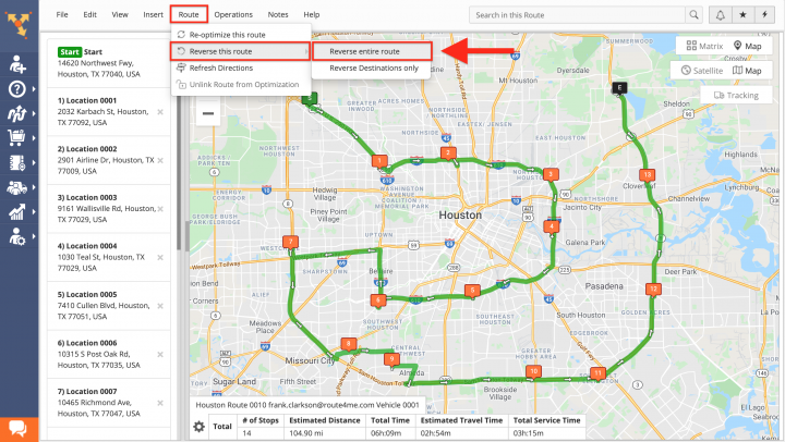 Route Reversal - Reversing Optimized Routes Using the Route4Me Web Platform