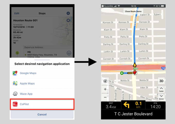 Navigating Routes on an iPhone Using Third-Party Voice-Guided Navigation Applications