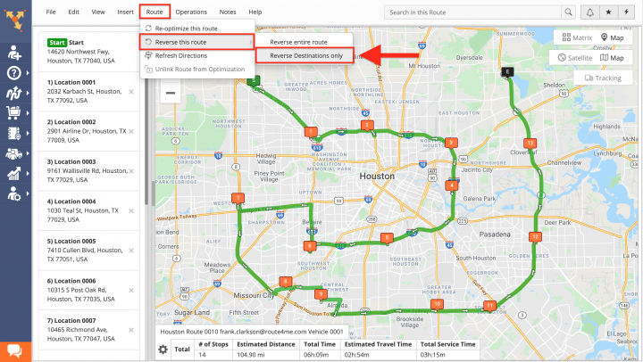 Route Reversal - Reversing Optimized Routes Using the Route4Me Web Platform