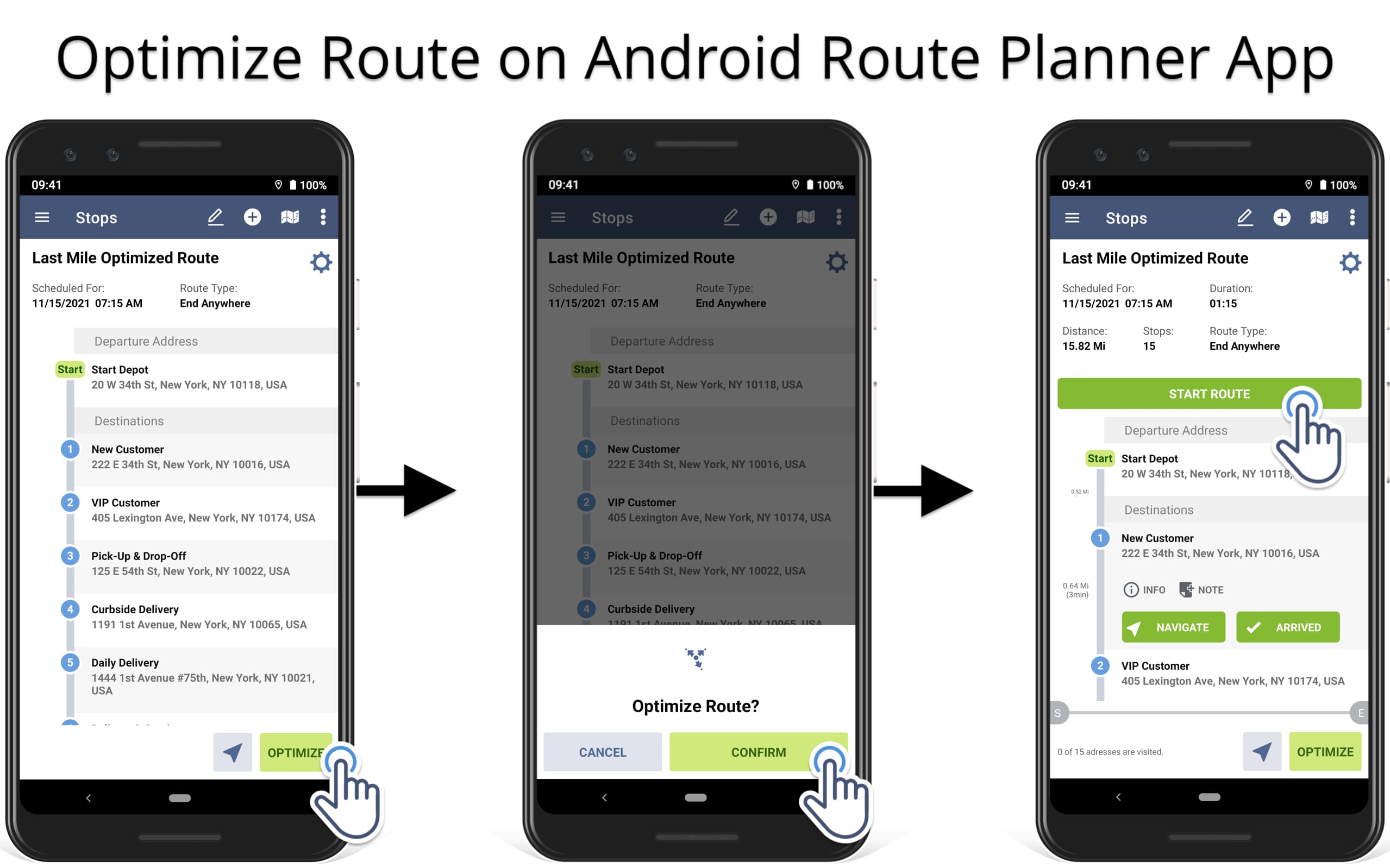 Optimize route on route planner app for delivery drivers and field service