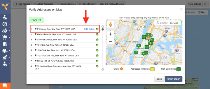 Upload a File - Planning Routes by Spreadsheets