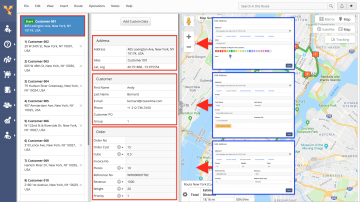 Planning Routes with Customer Profiles (Contacts) from the Address Book List
