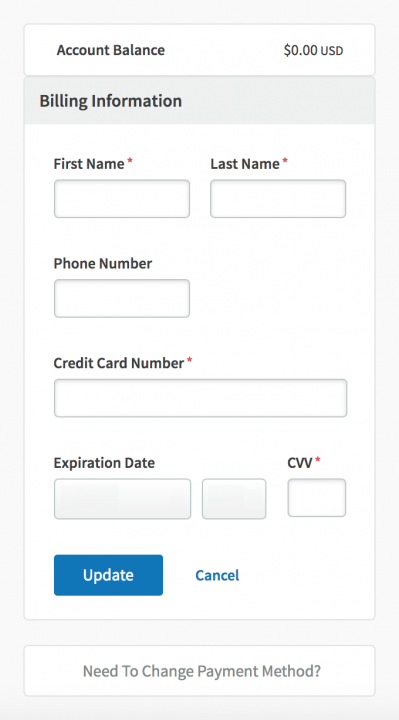 Updating Your Billing Information and Payment Method