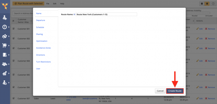 Planning Routes with Address Book Contacts