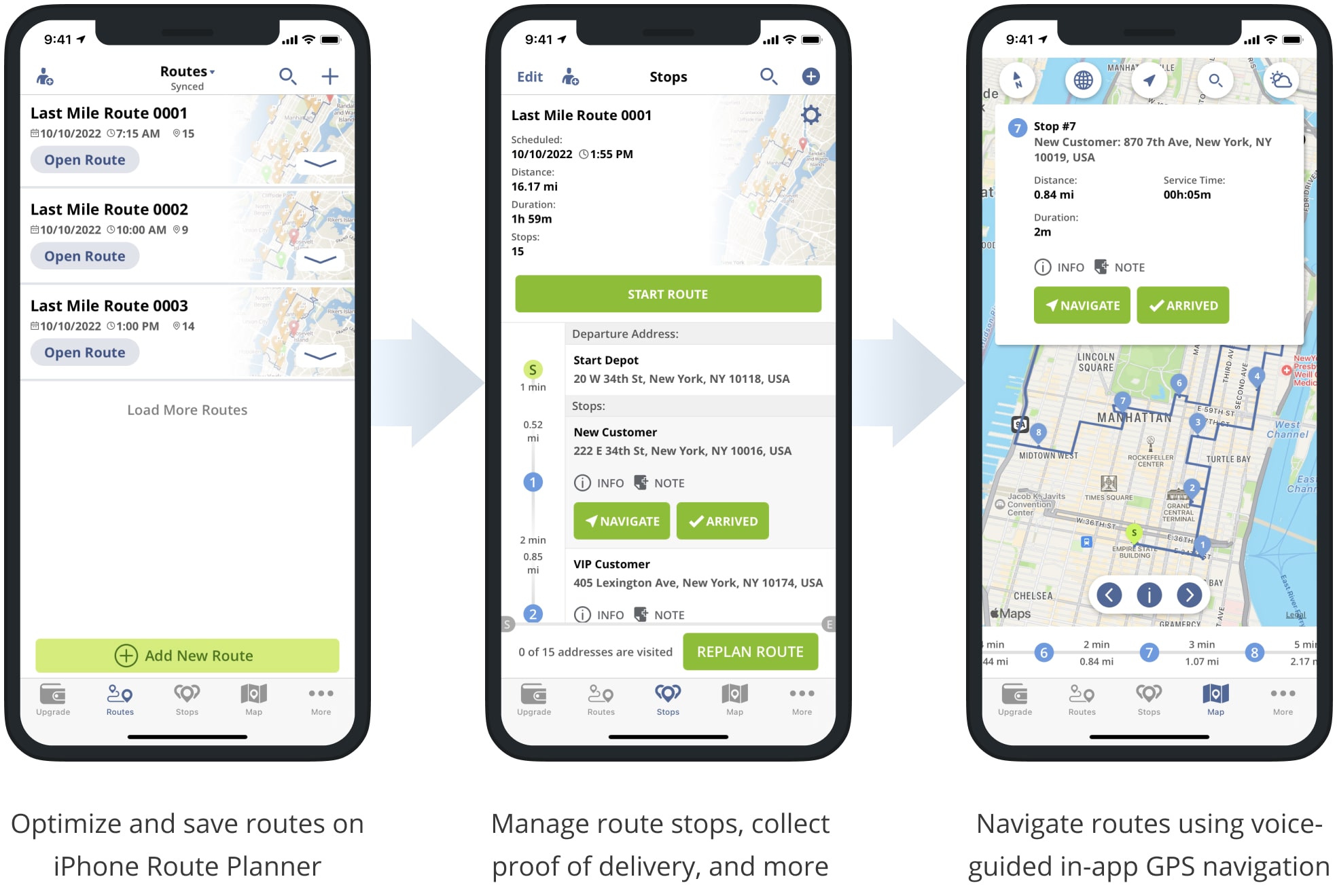 Use Route4Me's iPad and iPhone Route Planner app to map multiple addresses, sequence multi-stop routes, navigate routes, and more. 