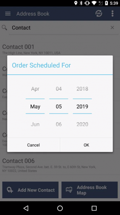 Generating Orders from the Contacts in Your Address Book for Planning Routes