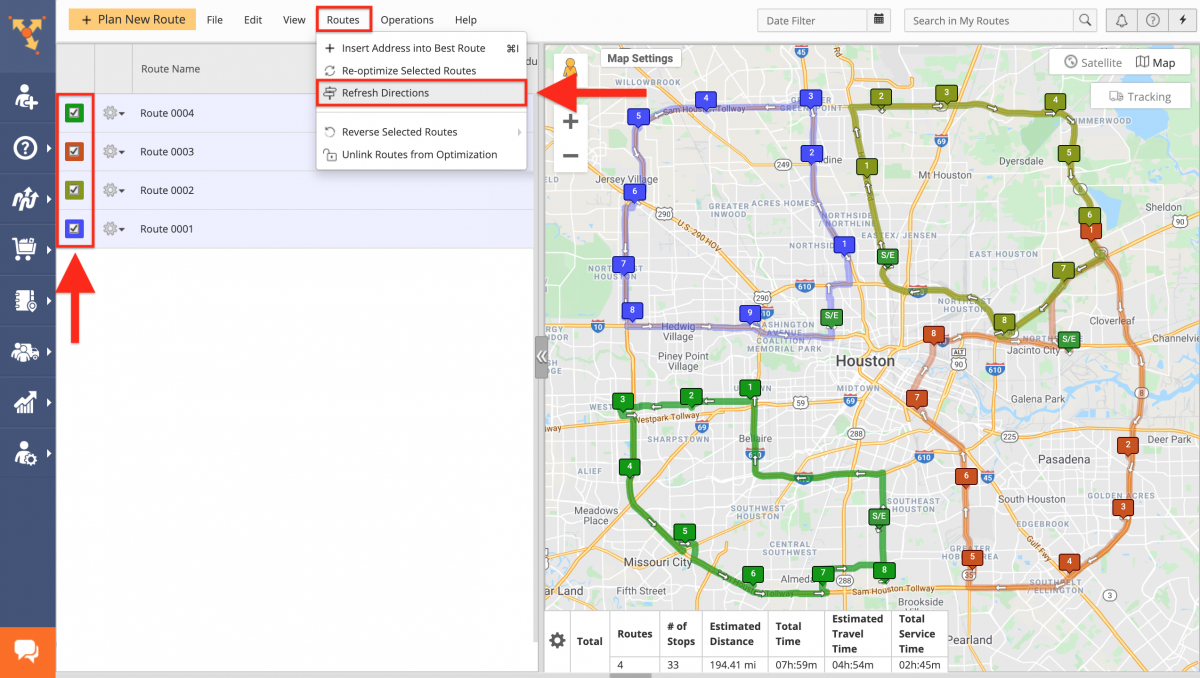 Refresh Directions - Refreshing Route Directions on the Route4Me Web Platform