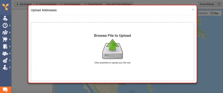 Upload a File - Planning Routes by Spreadsheets