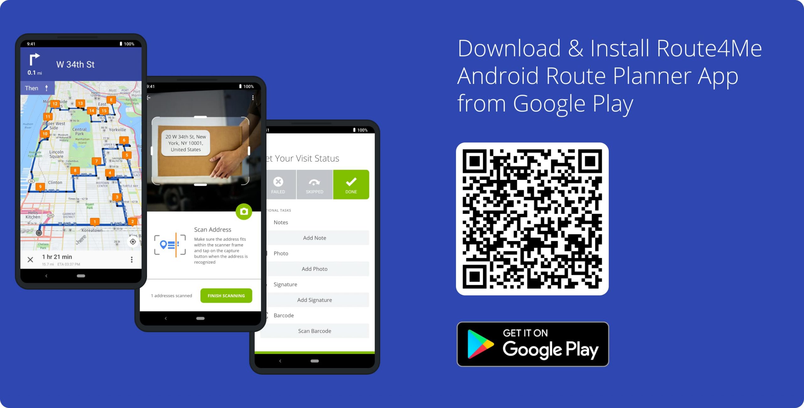 Install the Android Route Planner app and register for a Route4Me Mobile account.