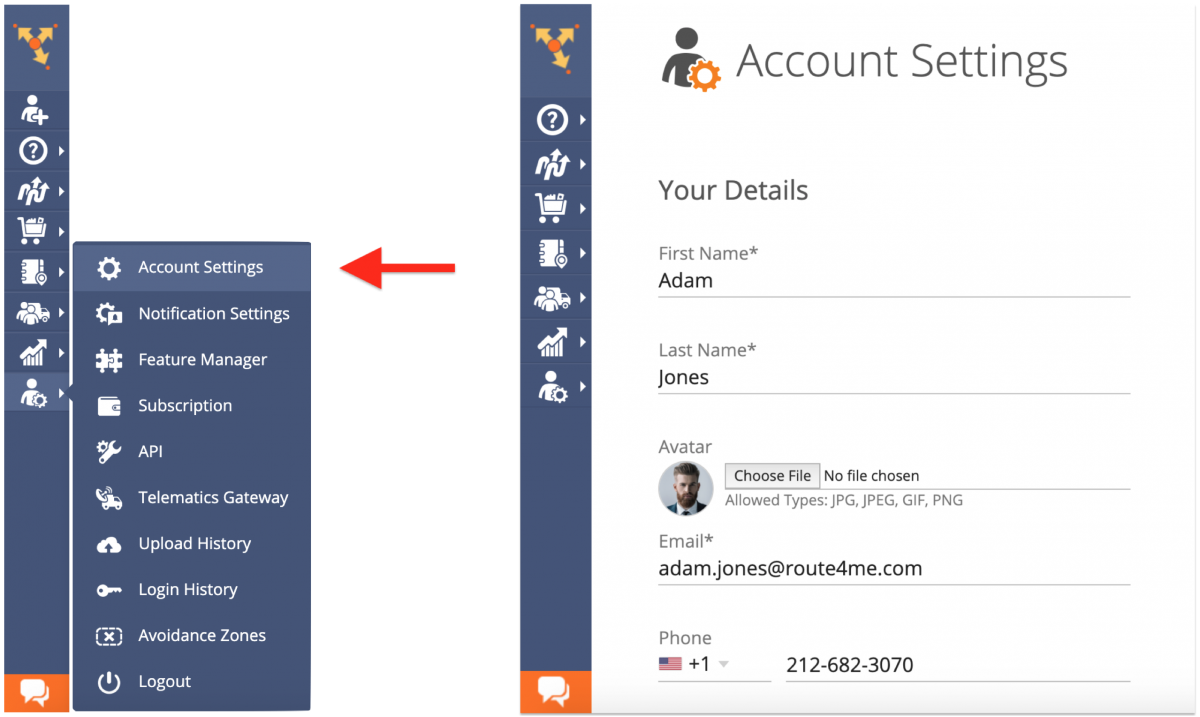 Managing Your Route4Me Web Account Settings