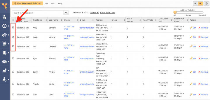 Planning Routes with Address Book Contacts