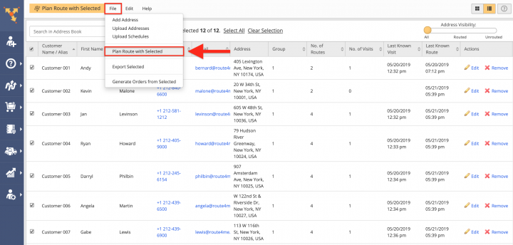 Planning Routes with Address Book Contacts