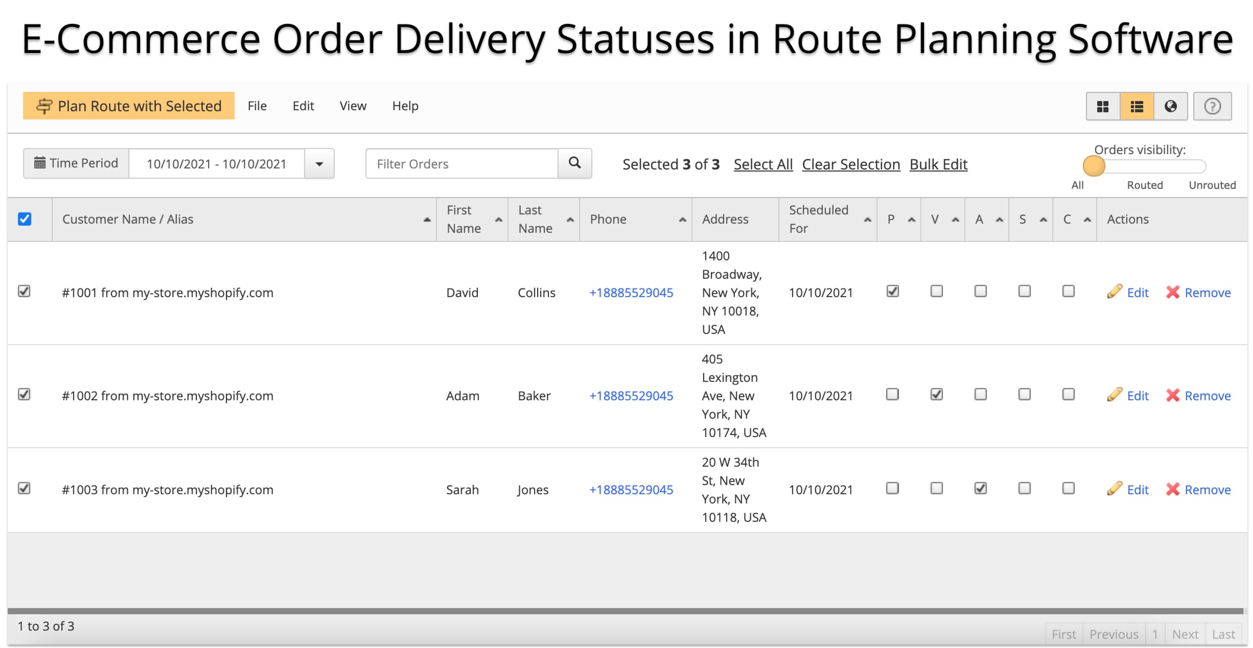 Check and manage online order shipping statuses in the Shopify Local Delivery Route Planner app.
