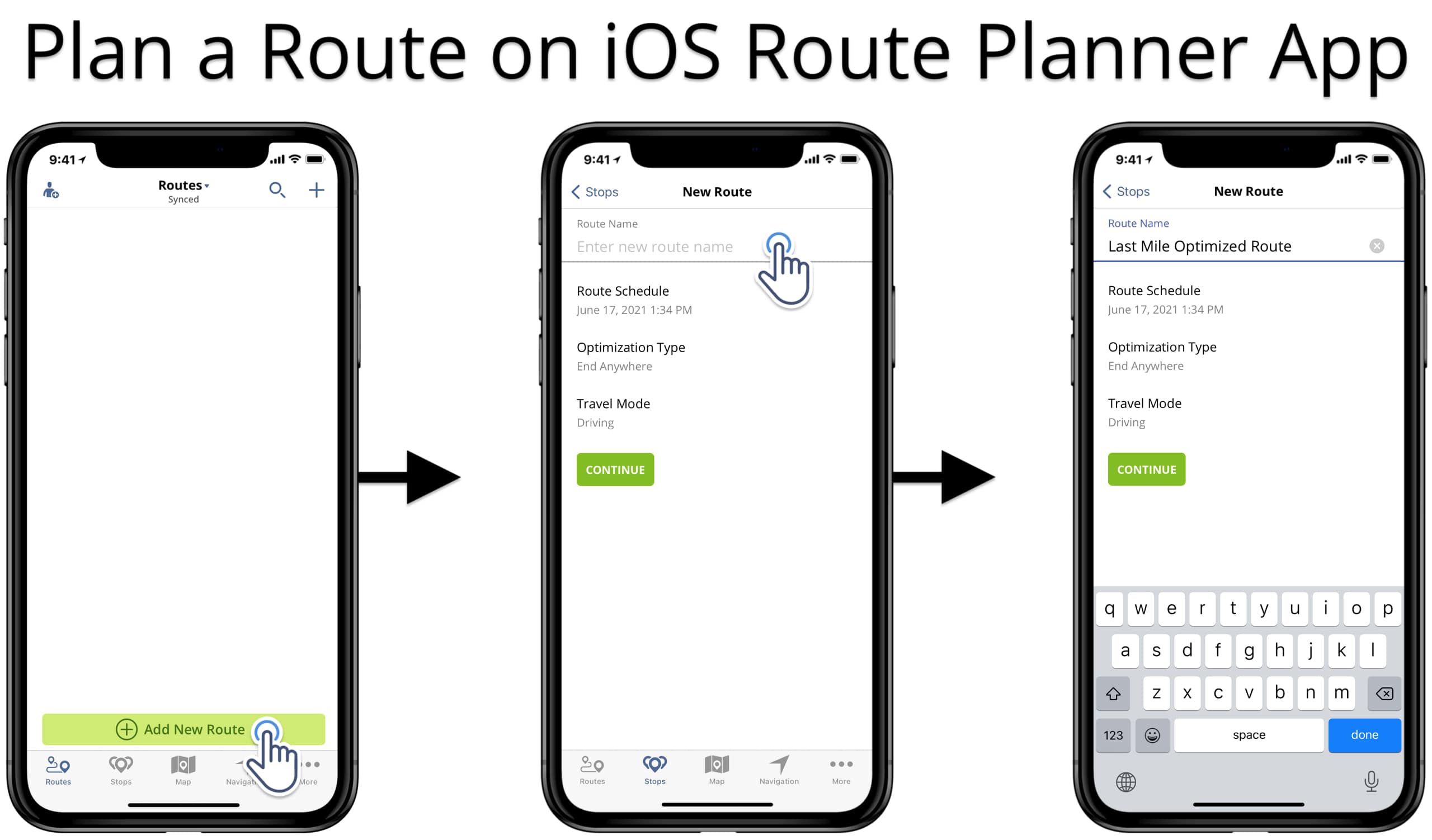 Plan a route on Route4Me's multi-stop route planner app for iPhones and iPads.