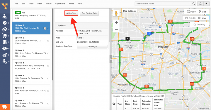 Viewing and Adding Notes Using the Route4Me Web Platform