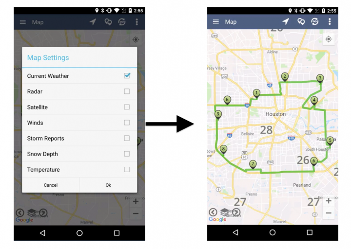 Viewing Weather Map Layers on an Android Device