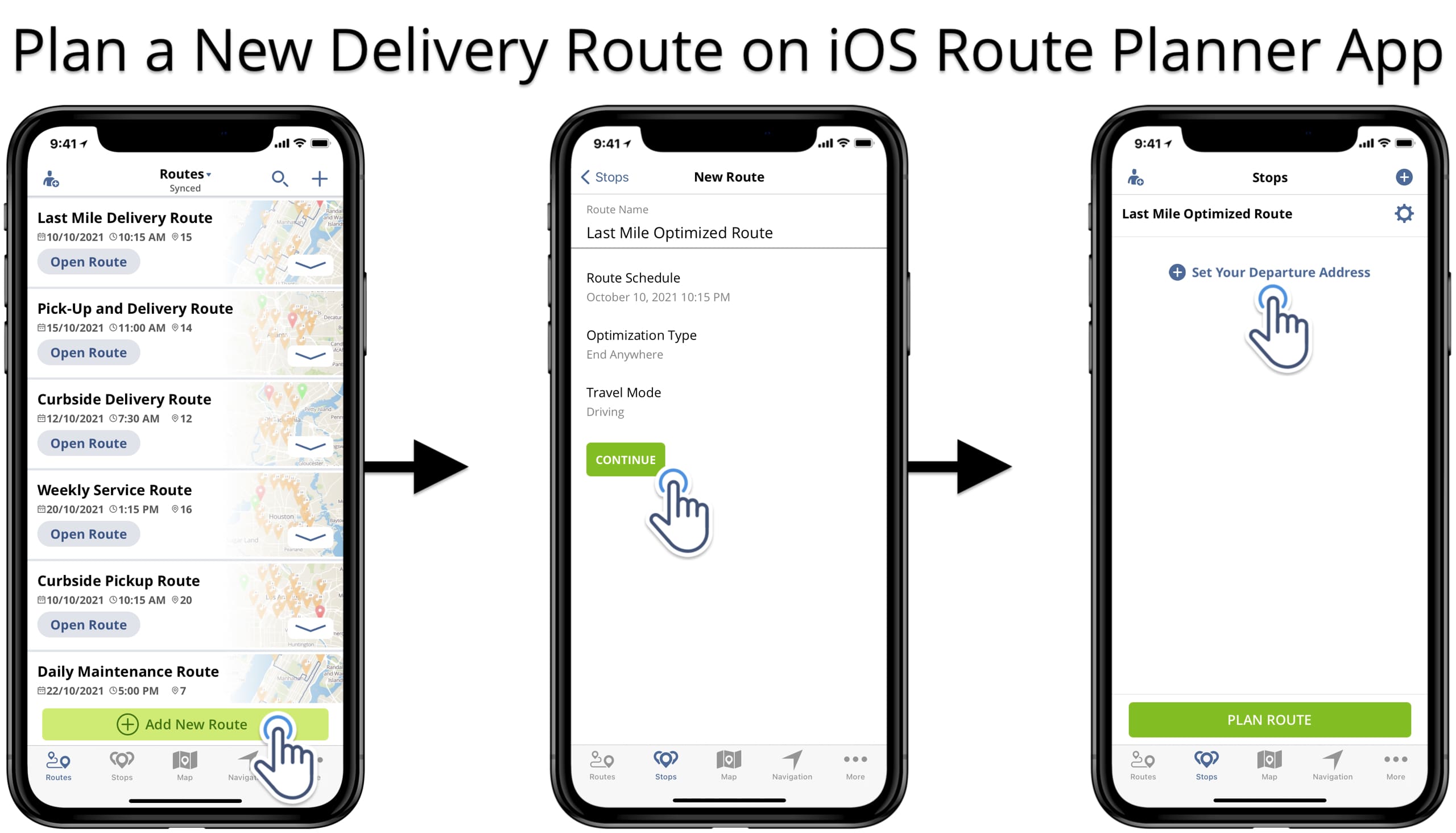 Plan a delivery route from a CSV or XLSX file on the iOS route planner app for iPhone or iPad.