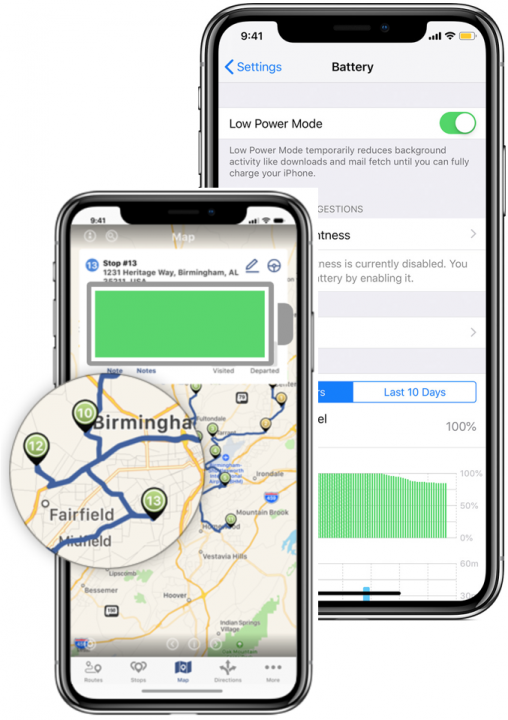 Route4Me iOS App Average Battery Consumption and Low Power Mode