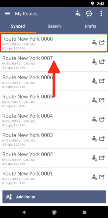 Using the Map for Adding Stops to Your Routes on an Android Device