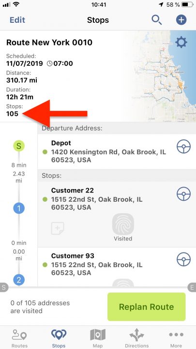 Using Stops Search in Opened Routes on Your iPhone