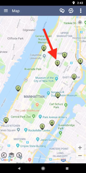 Using the Map for Adding Stops to Your Routes on an Android Device