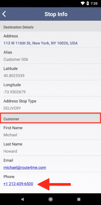 Making Calls to Customers While Completing Routes Using Your Android Device