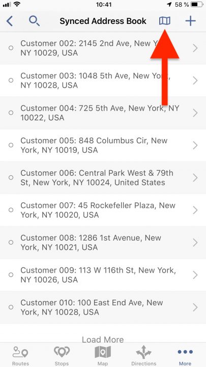 Using the Address Book Map on Your iPhone for Adding Contacts to Your Route4Me Address Book