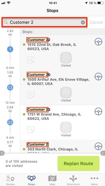 Using Stops Search in Opened Routes on Your iPhone