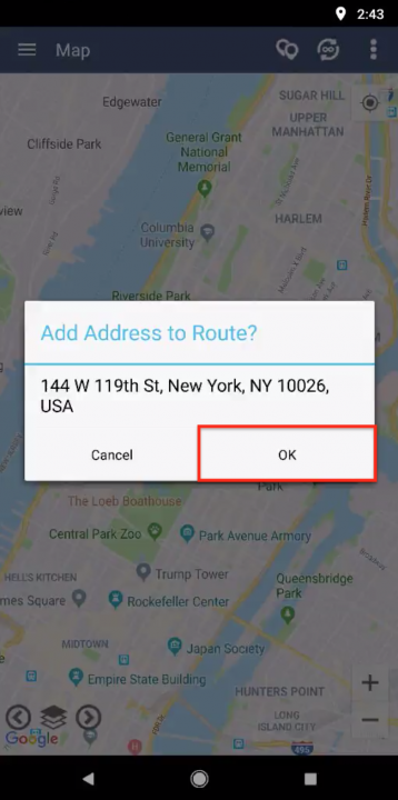 Using the Map for Planning Routes on Your Android Device