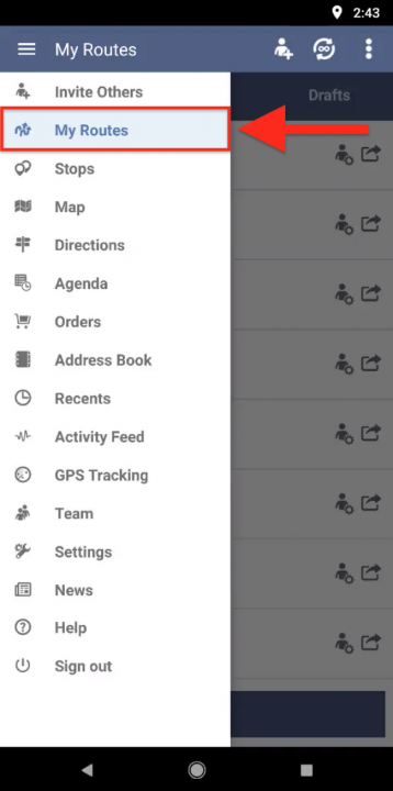 Using the Map for Adding Stops to Your Routes on an Android Device