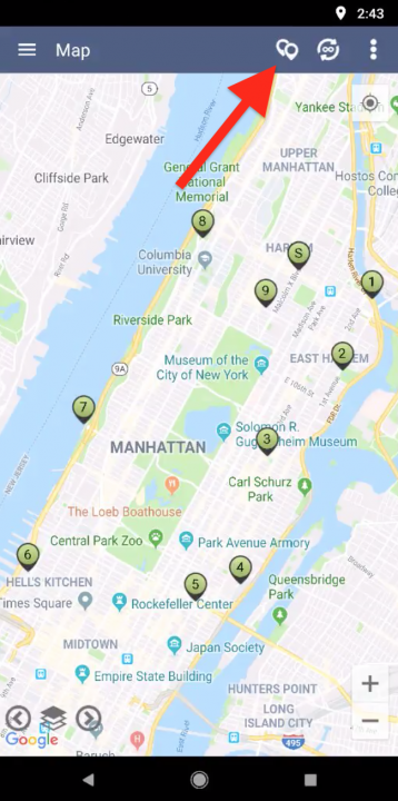 Using the Map for Adding Stops to Your Routes on an Android Device