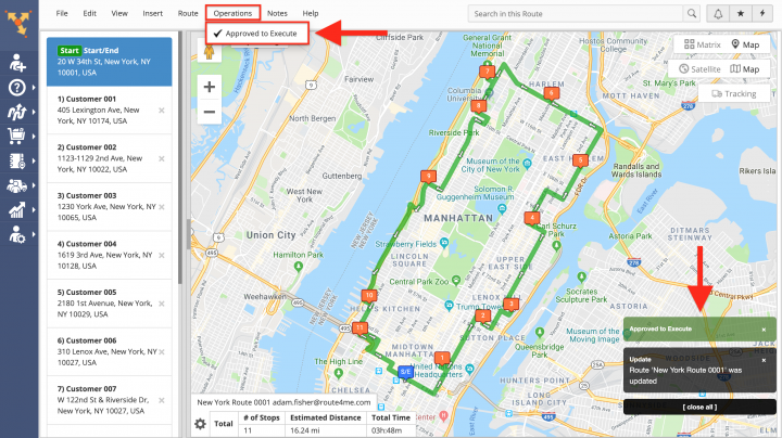 Route Scheduled - Customer Alerting and Notifications