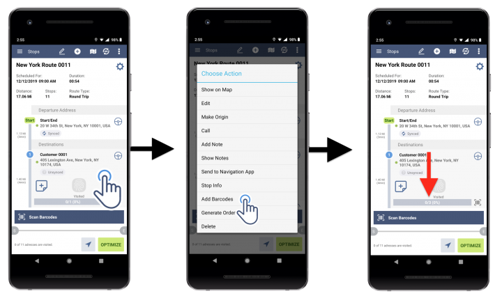 Barcode Reconciliation for Android Devices - Route4Me's Android Route Planner