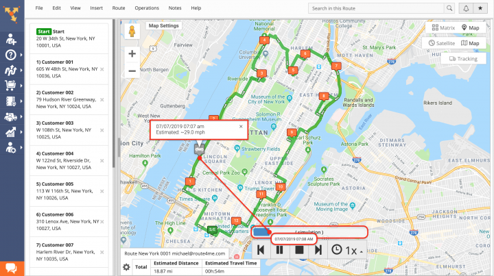 Automated Route Simulations