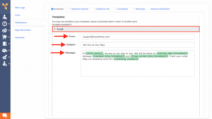 Route Scheduled - Customer Alerting and Notifications