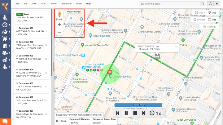 Automated Route Simulations