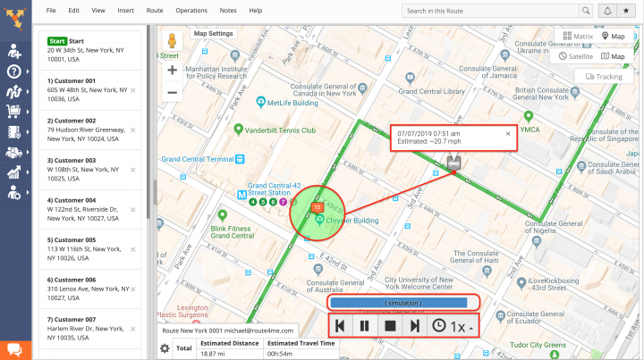 Automated Route Simulations