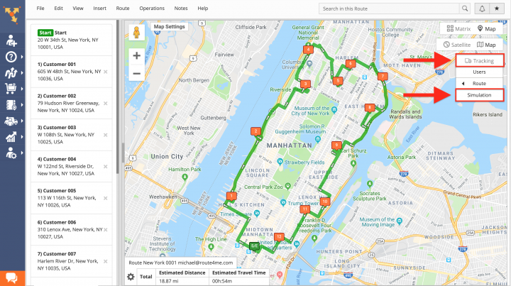 Automated Route Simulations