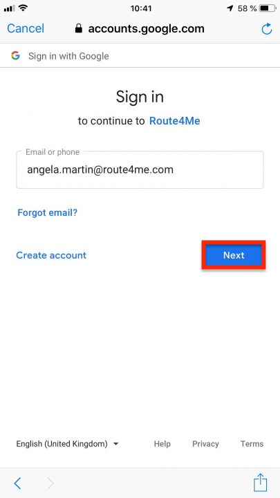 Using Google Single Sign-On on Your iPhone: Registering a New Route4Me Account and Signing In with Google