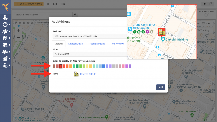 Using the Map for Adding Addresses to the Address Book