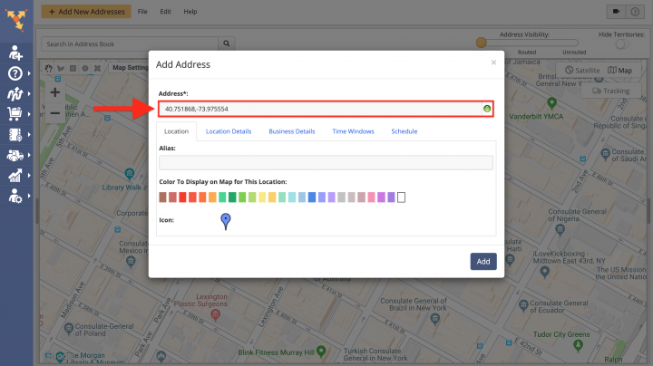 Using the Map for Adding Addresses to the Address Book