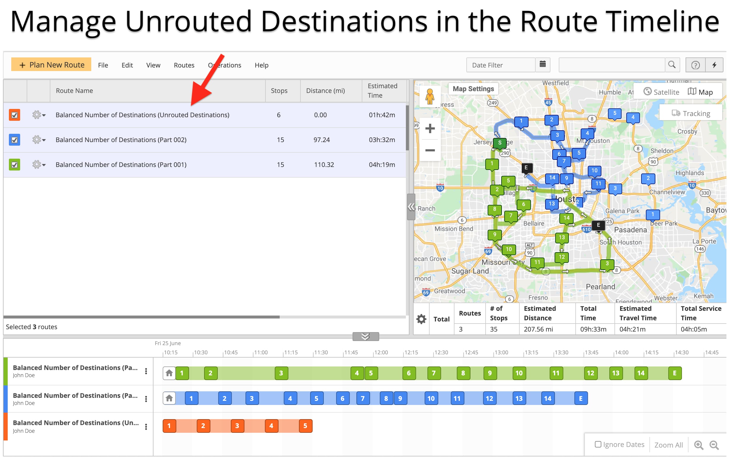 Manage unrouted destinations that didn't fit into balanced routes due to optimization constraints.