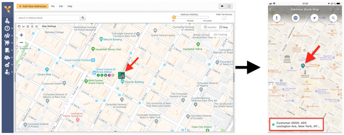 Editing Customer Profiles from the Address Book Map