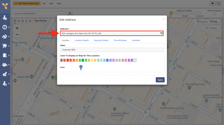 Editing Customer Profiles from the Address Book Map