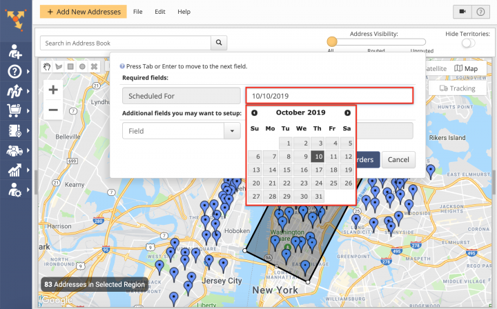 Generating Orders from Addresses and Contacts on the Address Book Map
