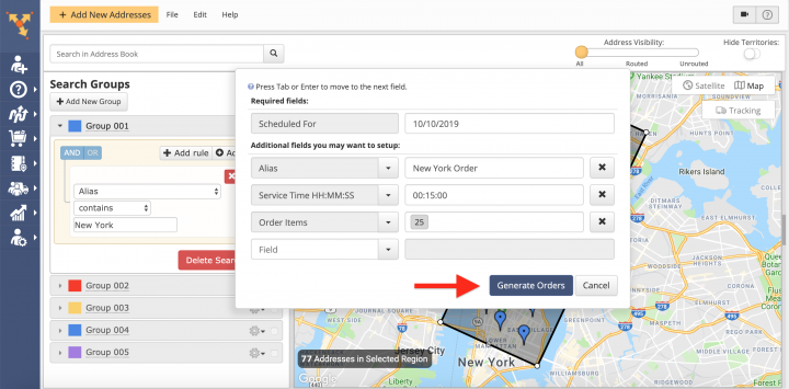 Generating Orders from Advanced Search Group Addresses and Contacts