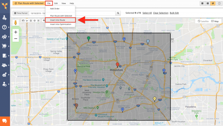 Inserting Orders from the Orders Map into Planned Routes