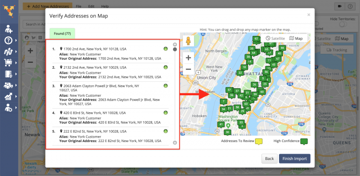 Uploading Addresses and Contacts into the Address Book Map